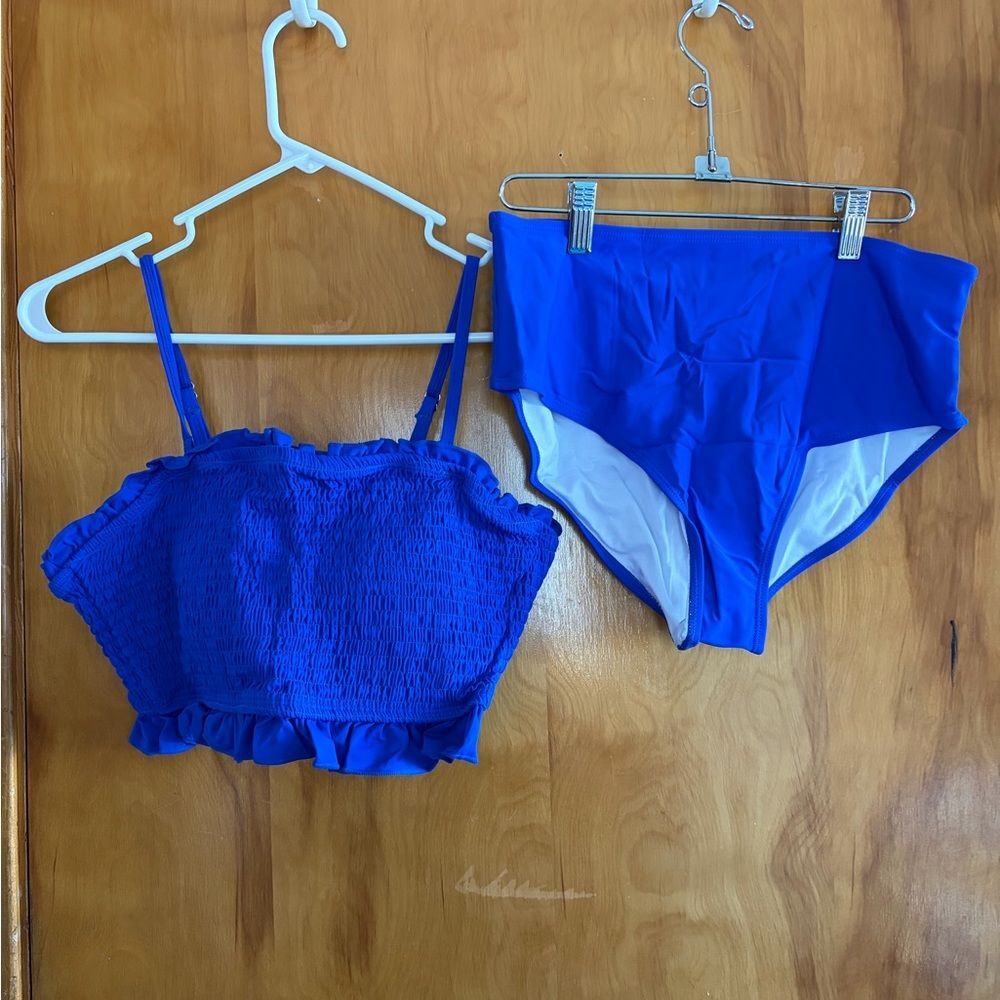 Blue Ruffled Bikini Set